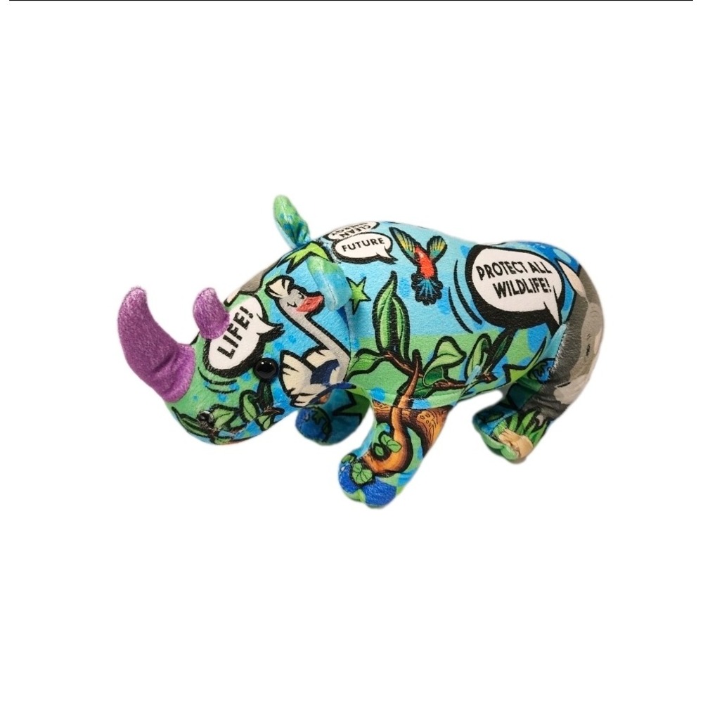 Rhinoceros Plush Stuffed‎ Animal Wildlife Awareness Message Toy